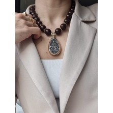 Initium Premium Kalite Kahverengi Kemik Kolye