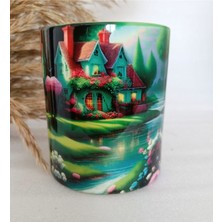 Büyük Boy Vintage Baskılı Seramik Kupa, Şık ve Dayanıklı Tasarım