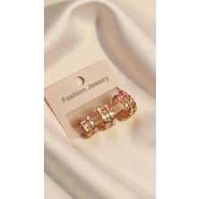 Initium Premium Paslanmaz Çelik 3'lü Zirkon Taşlı Halka Küpe