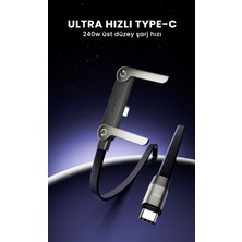 Beauty Collection Telefon Tutacaklı Type-C Yatay Şarj Aleti 240W Ultra Hızlı Şarj Örgü Kablo