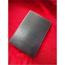 Normadia Şık Siyah Deri Kırmızı Dikişli Ruhsat ve Cüzdan Kılıfı