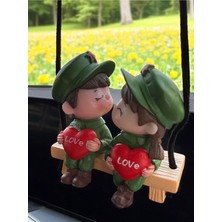 Normadia Sevimli Çift Araba Dekoratif Figür - I Love You Yazısı, 5 cm