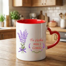 Zerya Kürtçe Tu Çîçeka Min I Yazılı Sevgililer Için Kırmızı Kalp Kupa Bardağı - Tu Çîçeka Min I Kalp Kupa Bardak