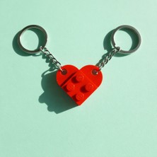Bonolupo Çiftlere Özel LEGO Kalp Anahtarlık – Birbirini Tamamlayan Sevgililer Günü Hediyesi (Hediye Paketli)