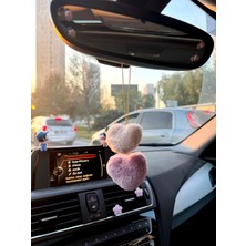 Normadia Pudra Renk Ikili Kalp Otomobil Dikiz Aynası Süsü, Şık ve Zarif Tasarım