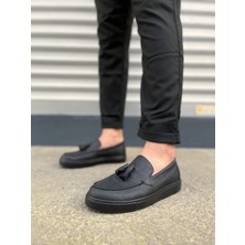 Zapatos JY153 Bloom Bağcıksız Püsküllü Cilt Erkek Günlük Spor Klasik Ayakkabı Cst - Siyah