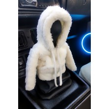 Normadia Ekru Peluş Hoodie Vites Süsü, Şık ve Konforlu Oto Aksesuarı