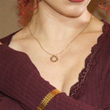 316L Çelik Kadın Kolye Rose Gold | Taş Detaylı Şık Kolye