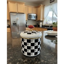 Emaye Burada Emaye Dama Desen Şekerlik, Baharatlık 11 Cm