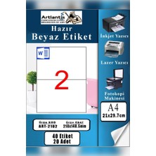 Artlantis A4 Hazır Etiket 210X148.5 mm 20 Sayfa 1 Paket 2 Li Kendinden Yapışkanlı Fotokopi Lazer Inkjet Kağıdı Yazıcılar Için