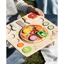 Ahşap Pizza Yapboz Seti - Şekil Eşleştirme ve Mutfak Oyunu (22 Parça