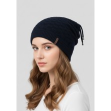 Balkonda Bere Ipli Sarkmalı Hip Hop Slouchy Popüler Triko Astarlı Unisex Koyu Lacivert