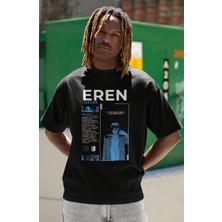 Sevbano Eren Yeager Baskılı Unisex Oversize Attack On Titan Anime Karakterler Tişört