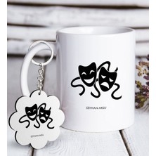 Kişiye Özel Mesleki Tiyatro Sanatçı Beyaz Kupa ve Anahtarlık Seti