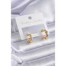 Luord Ticaret Bfs Gold Renk Zirkon Taş Detay Halka Model Pirinç Kadın Küpe