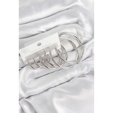 Luord Ticaret Bfs Pirinç Halka Model Gümüş Renk Kadın Set Küpe