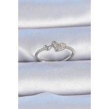 Luord Ticaret Bfs Pirinç Gümüş Renk Zirkon Taşlı Kalp Model Kadın Yüzük