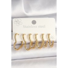 Luord Ticaret Bfs 316L Çelik Gold Renk Kalp Model Kadın Küpe Seti