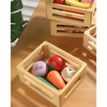 Eğitici Ahşap Oyuncak Sebzeler - Bilişsel Gelişim Kutusu (18 Ay+)