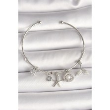 Luord Ticaret Bfs Pirinç Gümüş Renk Sallantı Zirkon Taşlı Deniz Yıldız Figür Balık Kuyruğu Detay Charm Kadın Bileklik