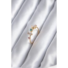 Luord Ticaret Bfs Gold Renk Zirkon Taşlı Renkli Zirkon Taşlı Kadın Yüzük