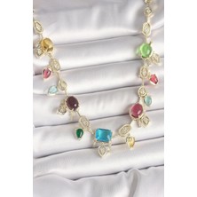 Luord Ticaret Bfs Pirinç Gold Renk Renli Zirkon Taşlı Vıp Seri Kadın Kolye