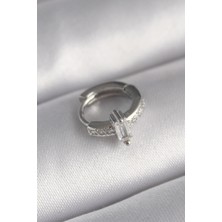 Luord Ticaret Bfs 316L Çelik Gümüş Renk Zirkon Taşlı Tragus Piercing