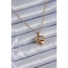 Luord Ticaret Bfs 316L Çelik Gold Renk Zirkon Detay Kalp Model Kadın Kolye