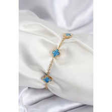 Luord Ticaret Bfs 316L Çelik Gold Renk Buz Mavisi Baby Boy Yonca Kadın Bileklik