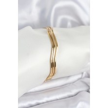 Luord Ticaret Bfs 316L Çelik Gold Renk 65 mm Ajda Zikzak Model 3lü Kadın Bileklik