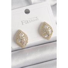 Luord Ticaret Bfs Pirinç Gold Renk Zirkon Taş Işlemeli Damla Model Kadın Küpe