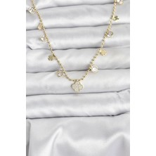 Luord Ticaret Bfs Pirinç Gold Renk Yonca Model Kadın Kolye