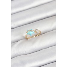 Luord Ticaret Bfs Pirinç Gold Renk Mavi Yıldızlı Model Kadın Yüzük