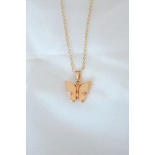 Luord Ticaret Bfs Gold Kaplama Sarı Renk Sedefli Kelebek Kolye