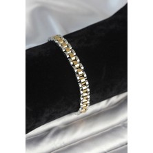 Luord Ticaret Bfs 316L Çelik Gold ve Gümüş Renk 7 mm Kalınlık Erkek Bileklik