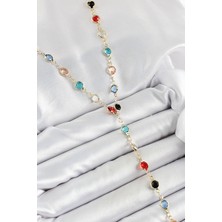 Luord Ticaret Bfs Pirinç Asorti Model Gold Renk Zirkon Taşlı Y Kolye