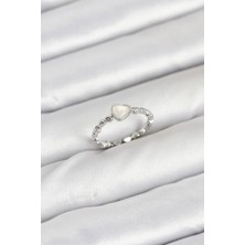 Luord Ticaret Bfs Pirinç Gümüş Renk Kalpli Model Kadın Yüzük