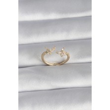 Luord Ticaret Bfs Pirinç Gold Renk Zirkon Taşlı Kelebek Model Kadın Yüzük