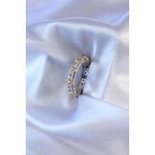 Luord Ticaret Bfs Gümüş Renk Zirkon Taşlı Gold Renk Detay Xoxo Kadın Yüzük