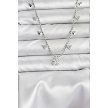 Luord Ticaret Bfs Pirinç Gümüş Renk Zirkon Taşlı Çiçek Model Kadın Kolye