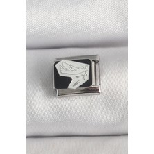 Luord Ticaret Bfs 316L Çelik Gümüş Renk Siyah Beyaz Kuş Işlemeli Nomination Charm