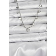 Luord Ticaret Bfs Pirinç Gümüş Renk Yonca Model Kadın Kolye