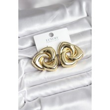 Luord Ticaret Bfs Pirinç Gold Renk Geometrik Vintage Kadın Küpe