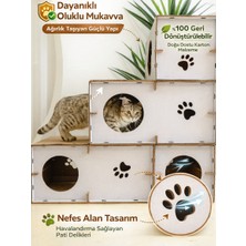 Catssle Kedi Oyun Evi ve Tüneli Modüler 3 Katlı Karton