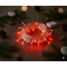 Kanonik Education Damla Uçlu Kırmızı Dekoratif Işık 10 Metre 100 LED