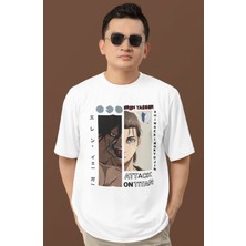 Sevbano Eren Yeager Attack On Titan Baskılı Unisex Oversize Anime Dizi Karakter Tişört