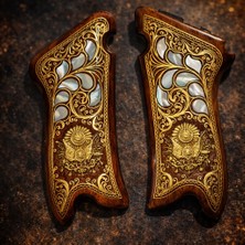 Sözler Savunma Luger P08 Makaralı Parabellum Ahşap Işlemeli Kabze