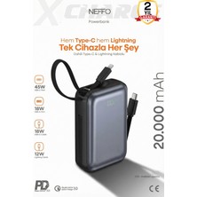 Neffo 20.000 Mah 45W Hızlı Şarj Powerbank – Usb-C & Çoklu Cihaz Desteği, Taşınabilir Güç