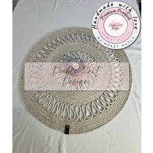 Double Knot Design Tress Runner, Yuvarlak 55 cm Çap El Yapımı Salon /sehpa Örtüsü, Runner, Mutfak Masa Örtüsü,