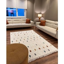 Doğuş Peluş Halı Doğuş Modern Çok Renkli Kabartma Desenli Saçaklı Makine Halısı